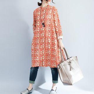Patterned Slit-side Long Shirt