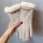 Cat Embroidered Fleece-lined Touchscreen Gloves