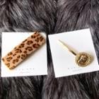 Leopard Print Chenille Hair Clip / Coin Hair Pin / Set