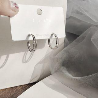 Open Hoop Drop Earring 1 Pair - Silver - One Size