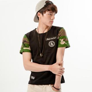 Camouflage-sleeve T-shirt