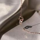 Rhinestone Linked Hoop Necklace 1 Pc - Rose Gold - One Size