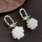 Floral Drop Earring E0013 - 1 Pair - Gold & White - One Size