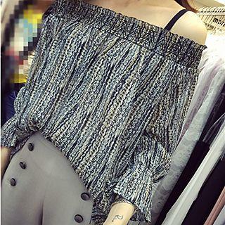 3/4-sleeve Off Shoulder Chiffon Blouse