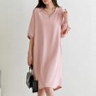Batwing-sleeve V-neck Dress
