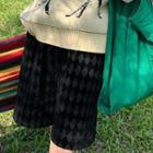 High-waist Plaid Straight-cut Shorts Black - One Size