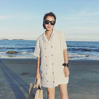 Double Breasted Short Sleeve Shirtdress