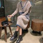 Sleeveless Knit Midi Dress / Mock Neck Long-sleeve Top
