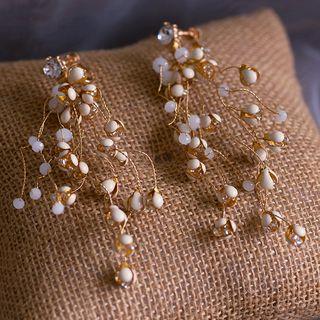 Wedding Faux Crystal Branches Fringed Earring