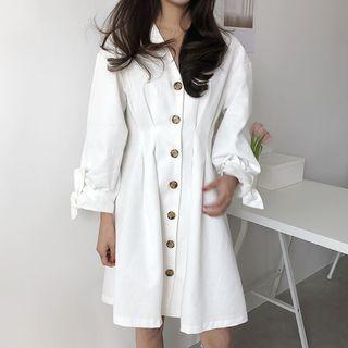 Buttoned Long-sleeve A-line Dress