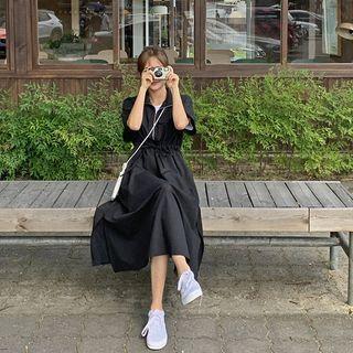 Drawstring Zipped Long Dress