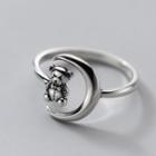 Bear & Moon Sterling Silver Open Ring Silver - One Size