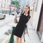 Long-sleeve Collared Mock Two Piece Dress