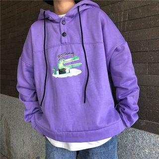 Crocodile Print Hoodie Purple - One Size