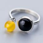 925 Sterling Silver Beaded Open Ring As Shown In Figure - One Size