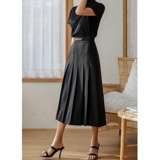 Chain-detail Pintuck Long Skirt