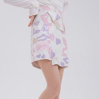 Heart Chain Camouflage Print Mini A-line Skirt