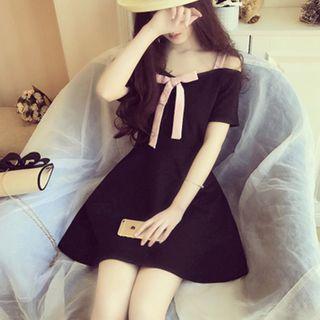 Off-shoulder Bow Mini Dress