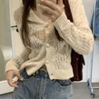 Pointelle Knit Cardigan Off-white - One Size