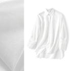 Plain Long-sleeve Blouse H711 - White - One Size
