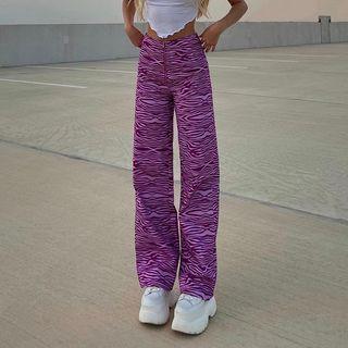 Zebra Print High Waist Wide-leg Pants