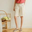 Band-waist Textured Bermuda Shorts