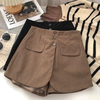 Plain High-waist A-line Skirt Wide Leg Shorts