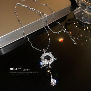Hoop Rhinestone Necklace 1 Pair - Necklace - Silver - One Size