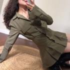 Plain Bell-sleeve Shirtdress
