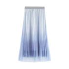 Gradient Mesh A-line Midi Skirt Blue - One Size