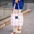 Checked Applique Canvas Tote Bag