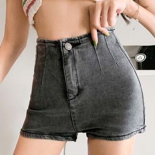 Washed High-waist Denim Hot Shorts
