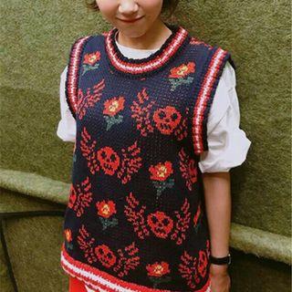Skull Printed Knit Vest