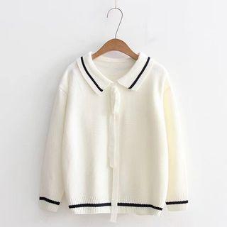 Stripe Trim Collared Sweater