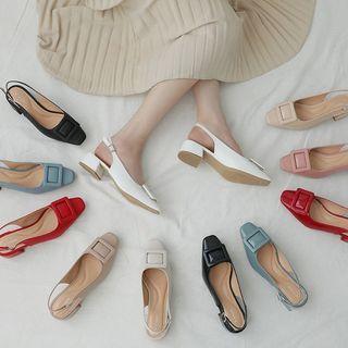 Chunky-heel Slingback Pumps In 2 Types