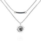 Sun Pendant Layered Necklace Layer Necklace - Silver - One Size
