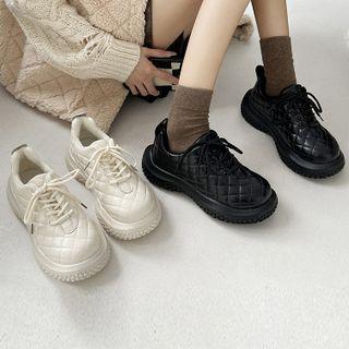 Platform Quilted Lace-up Shoes