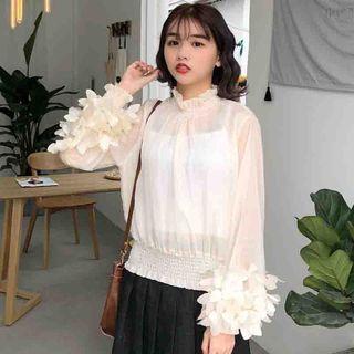 Petal Detail See-through Blouse