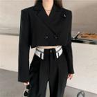 Double-breasted Cropped Blazer Black - One Size