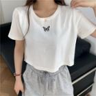 Butterfly Short-sleeve Slim-fit T-shirt