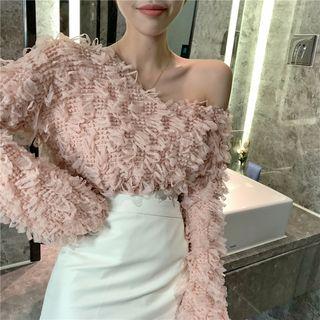 Furry Loose-fit Sweater / Faux-leather Skirt