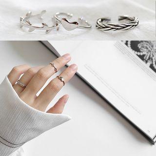 925 Sterling Silver Branches / Heart / Ribbed Open Ring