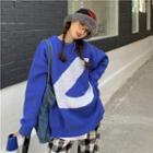 Round Neck Loose-fit Sweater Blue - One Size
