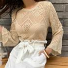 Flare-sleeve Punched Knit Top