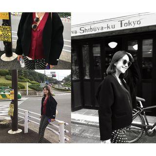 Open-front Wool Blend Short Jacket