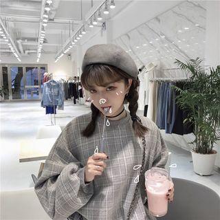 Round Neck Plaid Pullover
