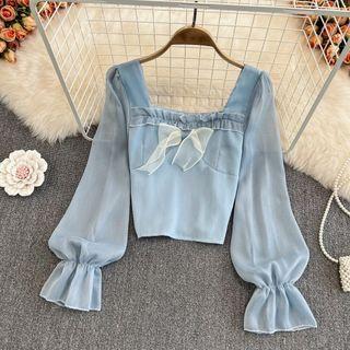 Square Neck Bow Detail Blouse
