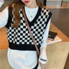 Checkerboard Cropped Sweater Vest