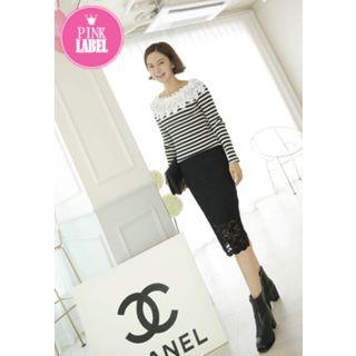 Lace-trim Midi Skirt