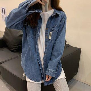 Denim Single-breasted Jacket Blue - One Size